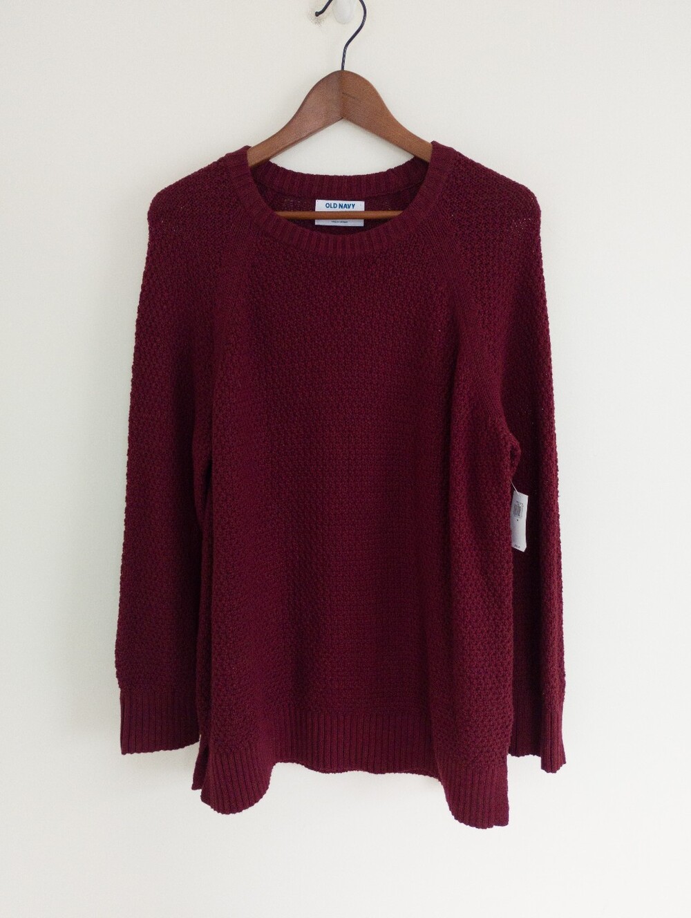 Old Navy Loose Textured Tunic Sweater Burgundy Wine Red Medium NWT